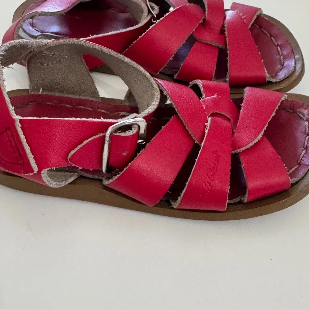 Salt Water Sandals Bundle Kids Size 7 Toddler‎ Original Leather Pink Red 2 Pairs
